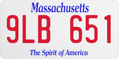 MA license plate 9LB651
