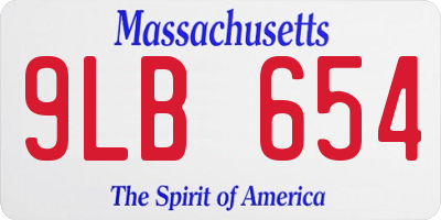 MA license plate 9LB654