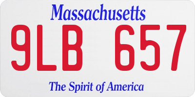 MA license plate 9LB657