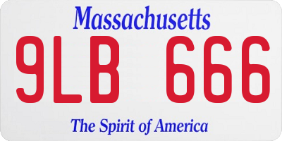 MA license plate 9LB666