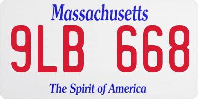 MA license plate 9LB668