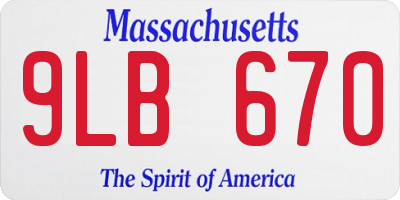 MA license plate 9LB670