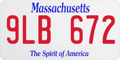 MA license plate 9LB672