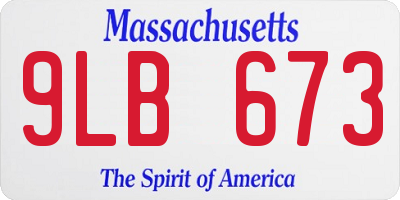 MA license plate 9LB673
