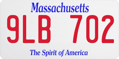 MA license plate 9LB702
