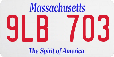 MA license plate 9LB703