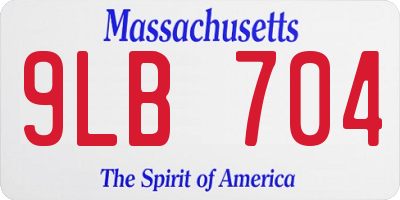 MA license plate 9LB704