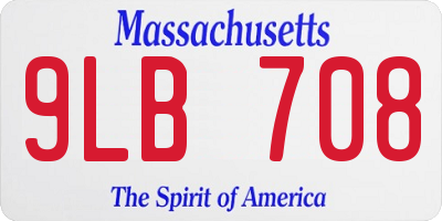 MA license plate 9LB708
