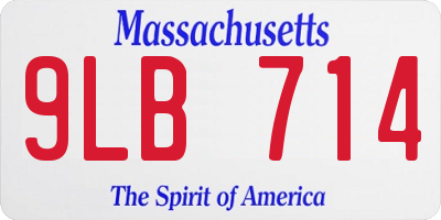 MA license plate 9LB714