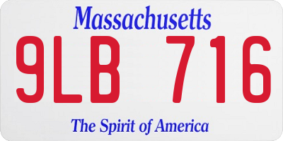 MA license plate 9LB716