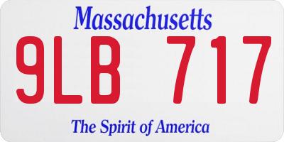 MA license plate 9LB717