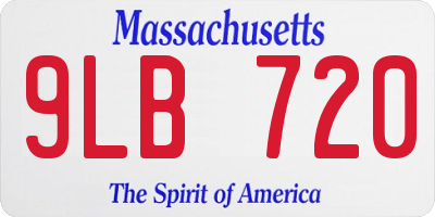 MA license plate 9LB720