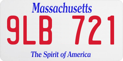 MA license plate 9LB721