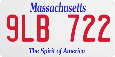 MA license plate 9LB722