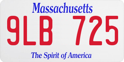 MA license plate 9LB725