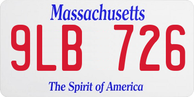 MA license plate 9LB726