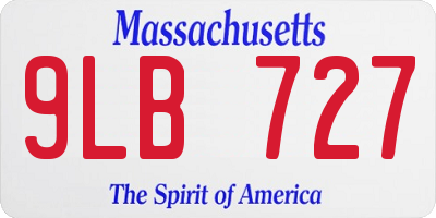 MA license plate 9LB727