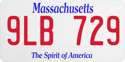 MA license plate 9LB729