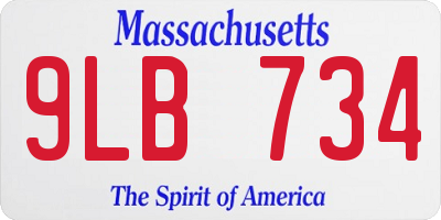 MA license plate 9LB734
