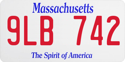 MA license plate 9LB742