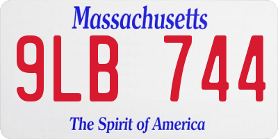 MA license plate 9LB744
