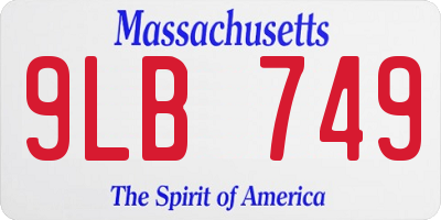 MA license plate 9LB749