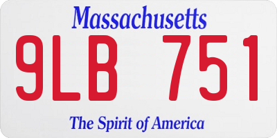 MA license plate 9LB751