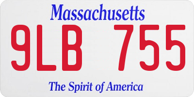 MA license plate 9LB755
