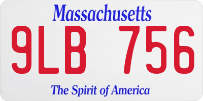 MA license plate 9LB756