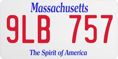 MA license plate 9LB757