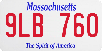 MA license plate 9LB760