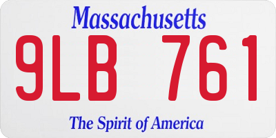MA license plate 9LB761