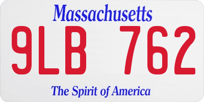 MA license plate 9LB762