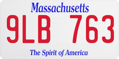 MA license plate 9LB763