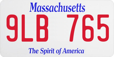 MA license plate 9LB765
