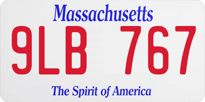 MA license plate 9LB767