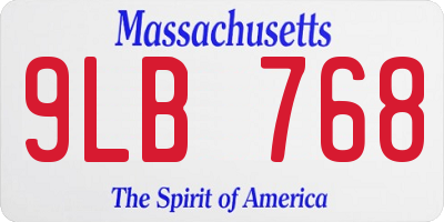 MA license plate 9LB768