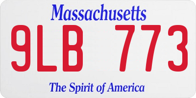 MA license plate 9LB773