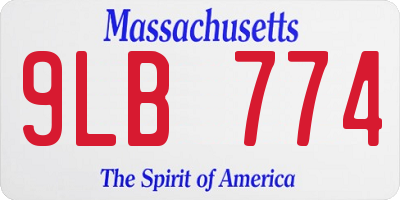 MA license plate 9LB774