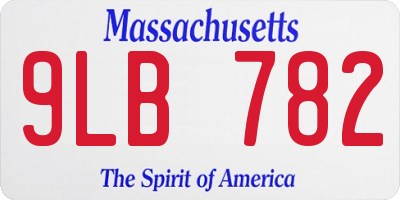 MA license plate 9LB782