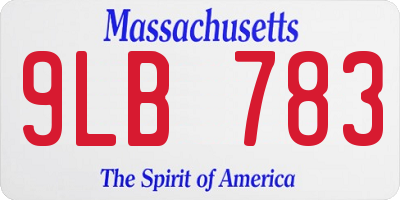 MA license plate 9LB783
