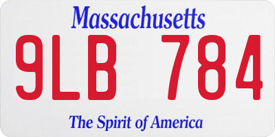 MA license plate 9LB784