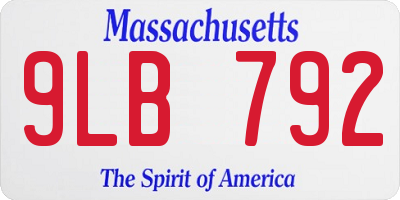 MA license plate 9LB792