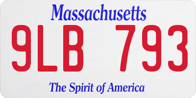 MA license plate 9LB793