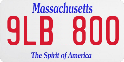 MA license plate 9LB800