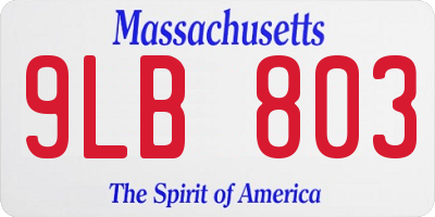 MA license plate 9LB803