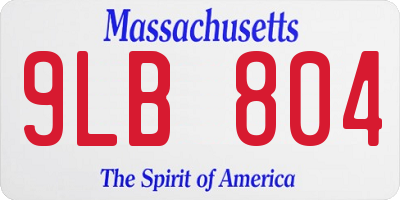 MA license plate 9LB804