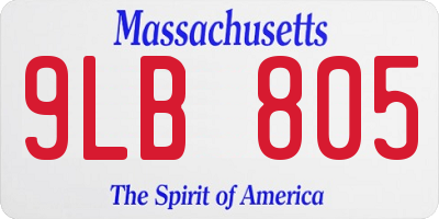 MA license plate 9LB805