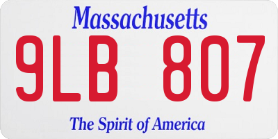 MA license plate 9LB807
