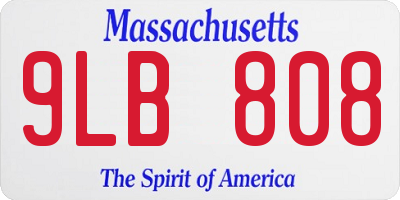 MA license plate 9LB808